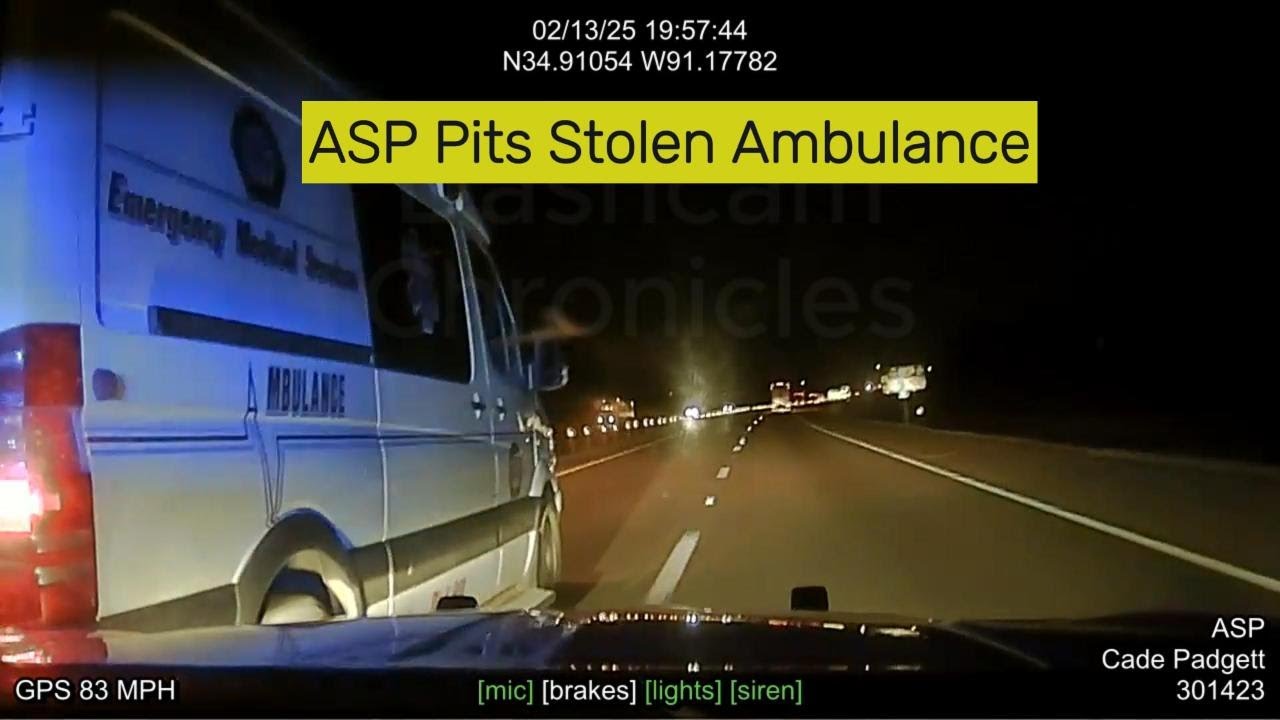 Arkansas State Police use PIT maneuver to stop stolen ambulance!! # ...