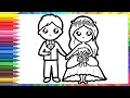 How to draw a bride and groom for children/Bolalar uchun kelin bilan kuyovni qanday chizish mumkin