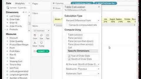 How to Show Month Over Month Difference As a Percentage in Tableau