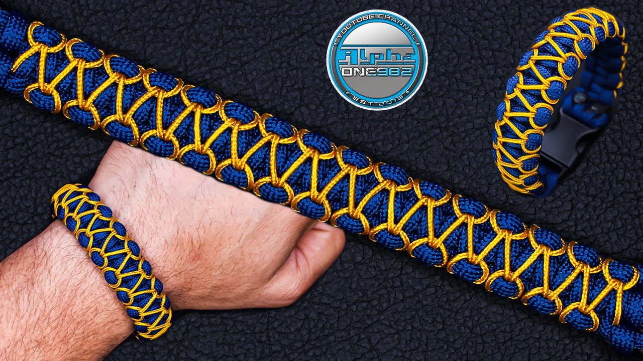 How to Make a Paracord Bracelet Cobra Knot with Herringbone Micro Cord  Stitching Tutorial 