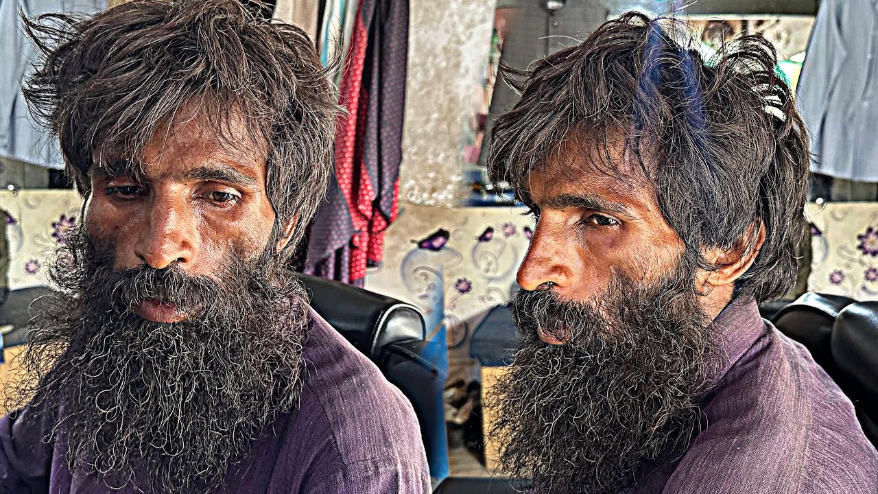 60-Year Old Man Emotional Rescue of Old Man | Haircut, Beard Shave & New Look Hair transformation 