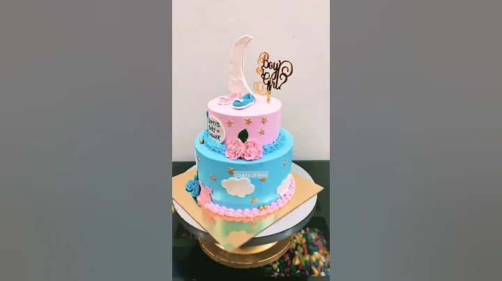 Baby shower Theme cake#pink#blue#He or She#chocolate#fondant#toppers#shorts#bts