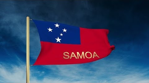 Samoa Flag Slider Style With Title. Waving In The Wind With Cloud Background Ani Stock Animation
