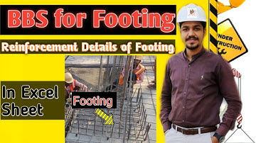 Bar Bending Schedule (BBS) for Footing I In Excel sheet for BOQ I Billing Engineer