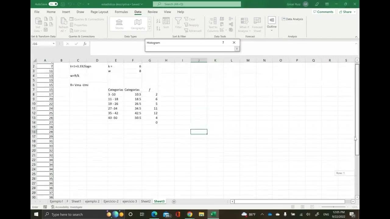 Cómo crear tabla de frecuencia en intervalos en Excel - YouTube