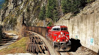 Busy Coal Trains Thru Yale Tunnels In Canada’s Canyon Along The Fraser River