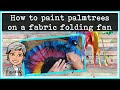 Sunset beach Hawaiian handpainted folding fan with acrylic paint tutorial