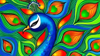 Easy Peacock Mural 💫 Full Artwork Process 🌿Step to Step #peacock  #art #mural #graffitiart #ytvideo screenshot 1