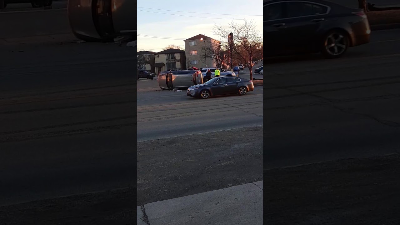 Car flipped over chicago YouTube