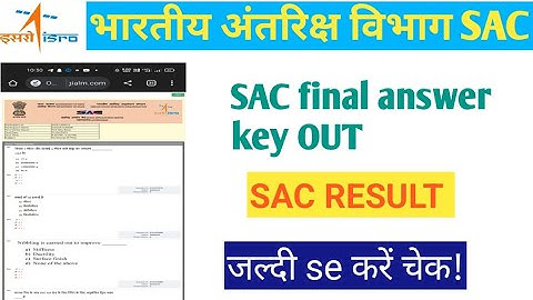 ISRO SAC FINAL result answer key out ISRO result 2023