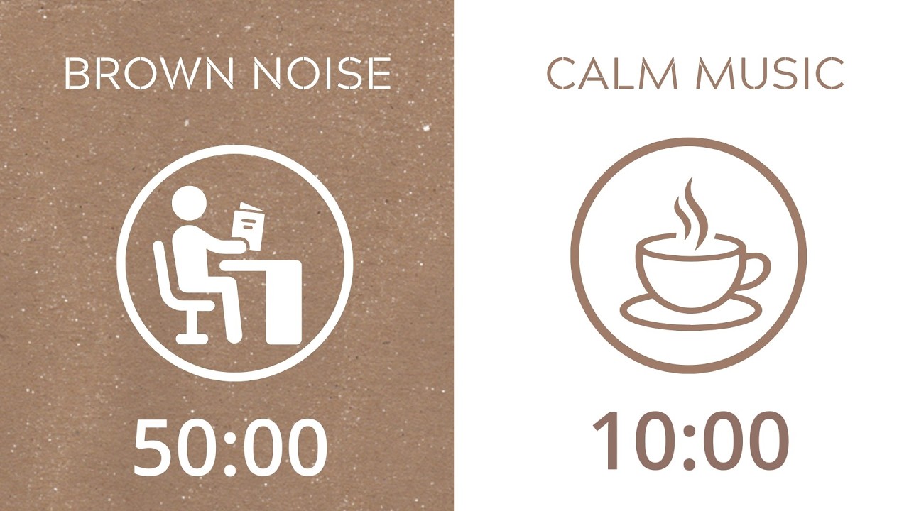 50/10 Pomodoro Timer with Brown Noise 🎧 3-Hour Study Session for Deep ...
