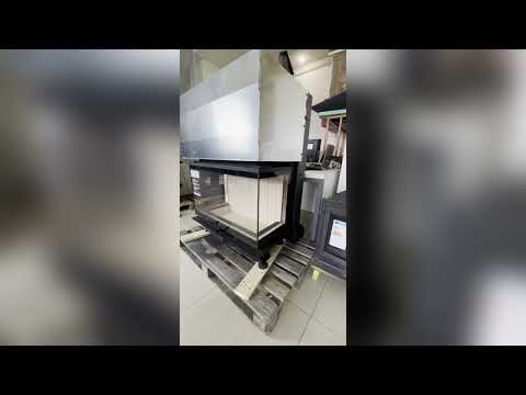 Каминная топка Gavryliv & Sons 37x80x37x54+H 11 кВт, трехсторонняя с гильотиной, рифленый шамот, видео 1