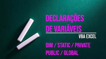#23 Aula Declarações de Variáveis VBA Excel
