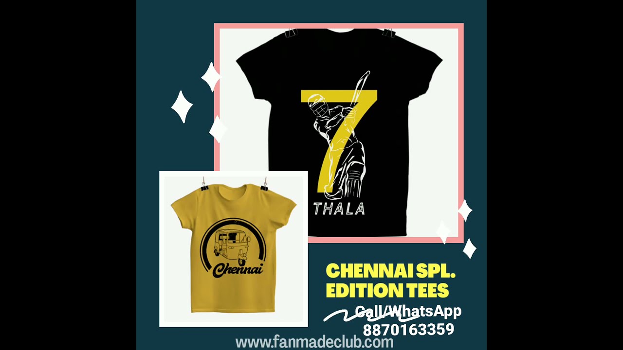 CSK Chennai Super Kings T-shirt Dhoni Tees Call WhatsApp - 8870163359