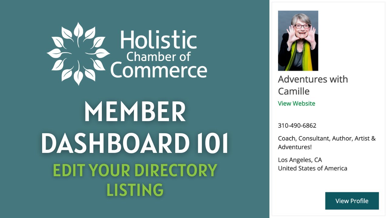 Member Dashboard 101 Edit Your Directory Listing Holistic Chamber