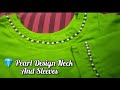 PEARL DESIGNED NECK AND SLEEVES | HOW TO MAKE PEARL DESIGNED KURTI | PEARL DESIGN IN KURTI