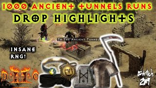 1000 Ancient Tunnels Drop HIghlights! You've NEVER Seen RNG Like This Before! - Diablo 2 Resurrected