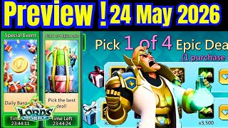 Tomorrow Reset 24 May 2026 Update Pick 1 of 4 Lords Mobile! Previews Monster , Packs, Events