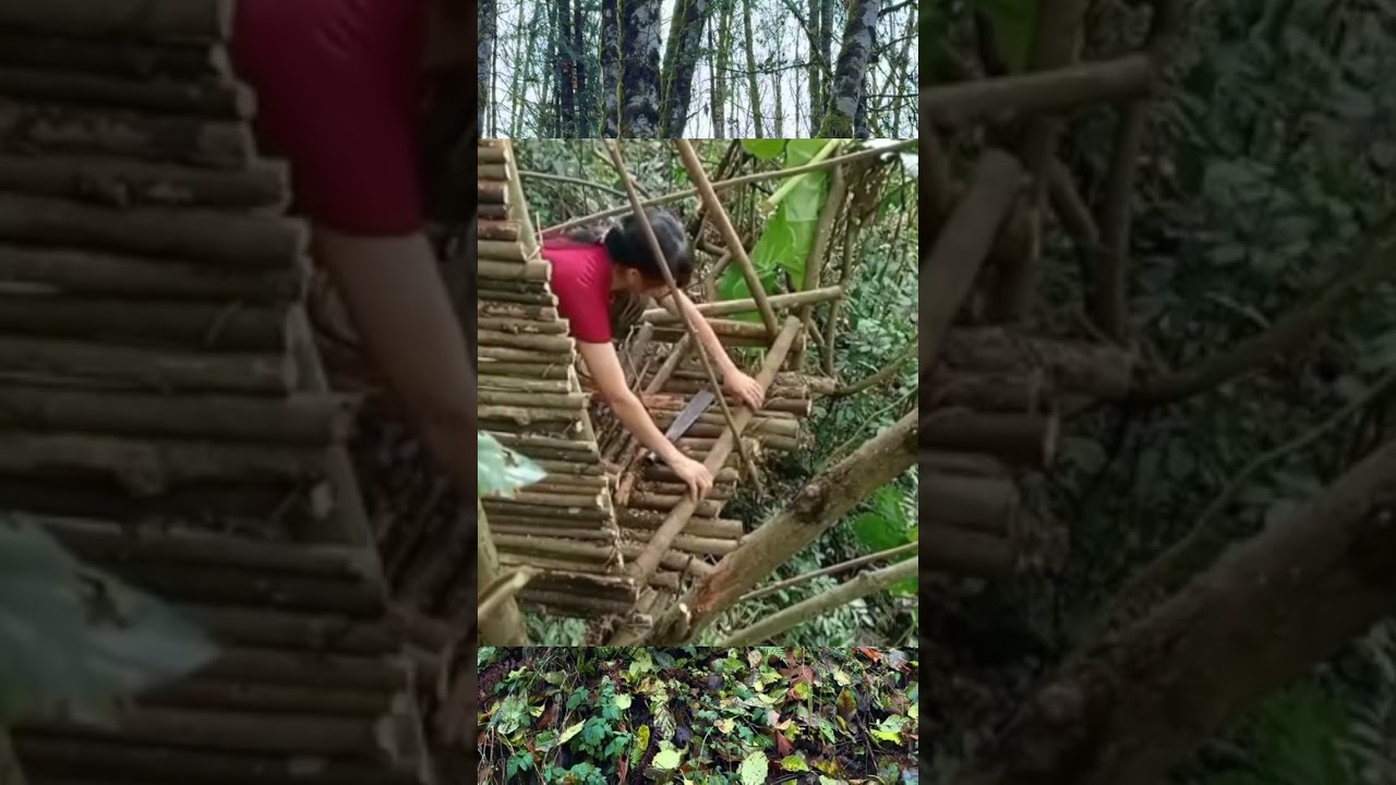 Living in the Wild, A Treehouse Built From Vines and Branches / Survival / Building / Camping / DIY