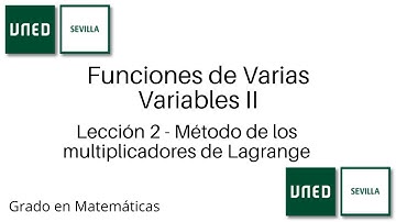 Lección 2 - Método de los multiplicadores de Lagrange | Funciones de Varias Variables II | UNED