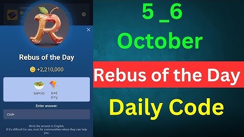Rebus of the day musk empire 5-6 October | X Empire Rebus of the day today 6 October | Riddle Today