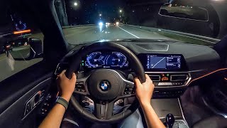 2022 BMW 330i xDrive - POV Night Drive (Binaural Audio)