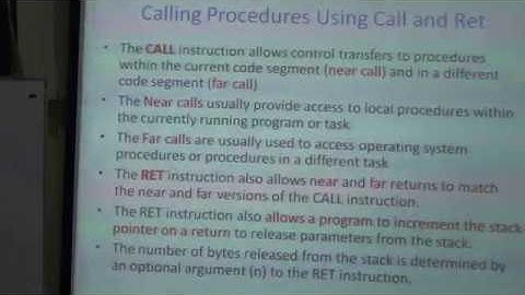 Procedures (Functions) in Assembly, Microprocessor based Systems Lec 27/31