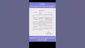 HPPSC Horticulture Development Officer Screening test Schedule out #hppsc #hpexams #hp