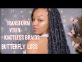 *VERY QUICK* How to turn your Knotless Braids into 34" Butterfly Locs only using water wave hair!!!!