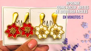 ✅Cómo hacer aretes de flores con mostacillas y súper dúos fáciles y rápidos?/paso a paso #38