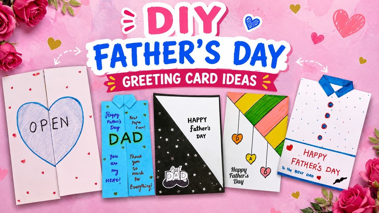 5 Easy DIY Father’s Day Greeting Card Ideas 💙 | Handmade Cards for Dad ...