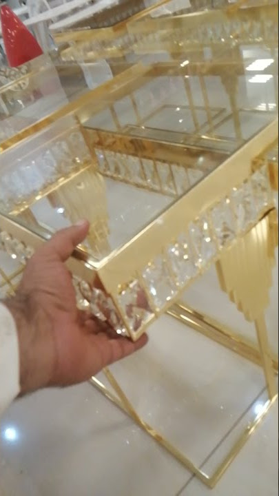 طاولات خدمه كريستال استيل ذهبي 6 خدمه وحبه كبير
