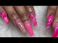 Barbie Inspired Nails 💕 | THE BEST MARBLE NAIL ART VIDEO on YT | Watch Me Work | Voice Over