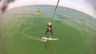 Leo chasing Daniel fast foiling race foil kite 13vs 12m