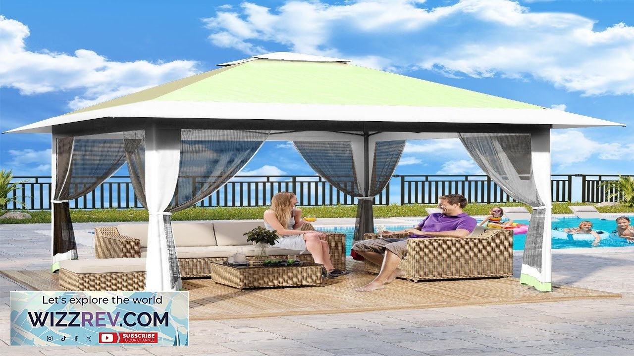 Garvee 13'x13' Quick Setup Pop Up Canopy Tent with Mosquito Netting Foldable Shelter