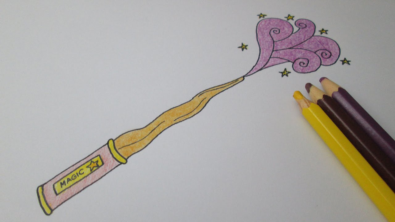 How to draw a magic wand - YouTube