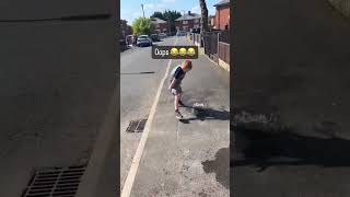 Boys have water balloon fight then one runs face first into pillar near driveway