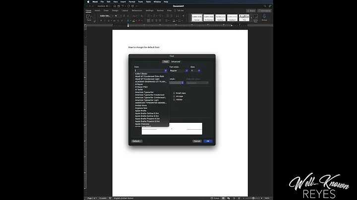 How to SET a DEFAULT FONT in Microsoft Word (MAC)