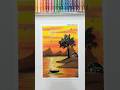 Easy Sunset Scenery Drawing 😍😱 #shortsfeed #shorts