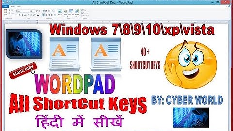WORDPAD ALL SHORTCUT KEYS |A TO Z SHORTCUT KEYS OF WORDPAD |ALL SHORTCUT KEYS OF COMPUTER|CYBERWORLD