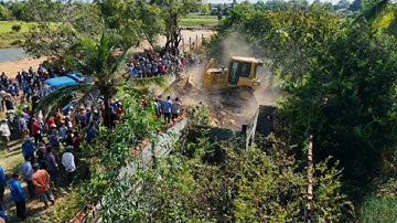 Landfill New Project!!skill Dozer​ KOMATSU Push Soil Clean Garbage Soil into forest​ 100% complete