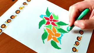 Oil Pastel Drawing Flower Design By Nova Art Studio Drawing With Oil Pastels For Beginners