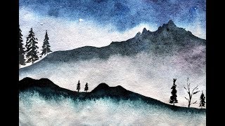 mountain easy beginners landscape painting watercolor simple