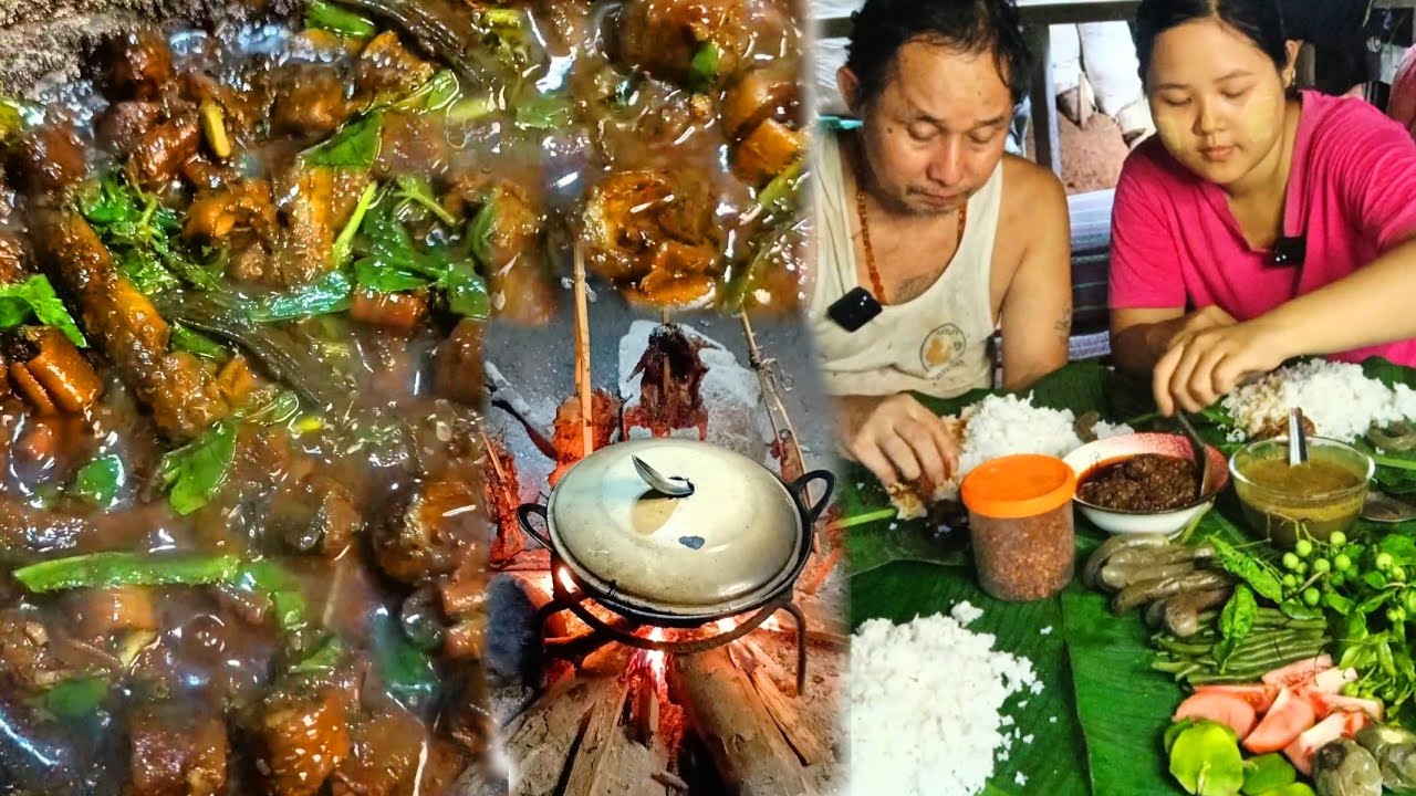 ငါးရှည့်ဆီပြန်အစပ်ဟင်း ချက်ပီးငပိရည်တို့စရာအစုံကို အပါးနဲ့တူတူထမင်းစားကြမယ်😋🤗