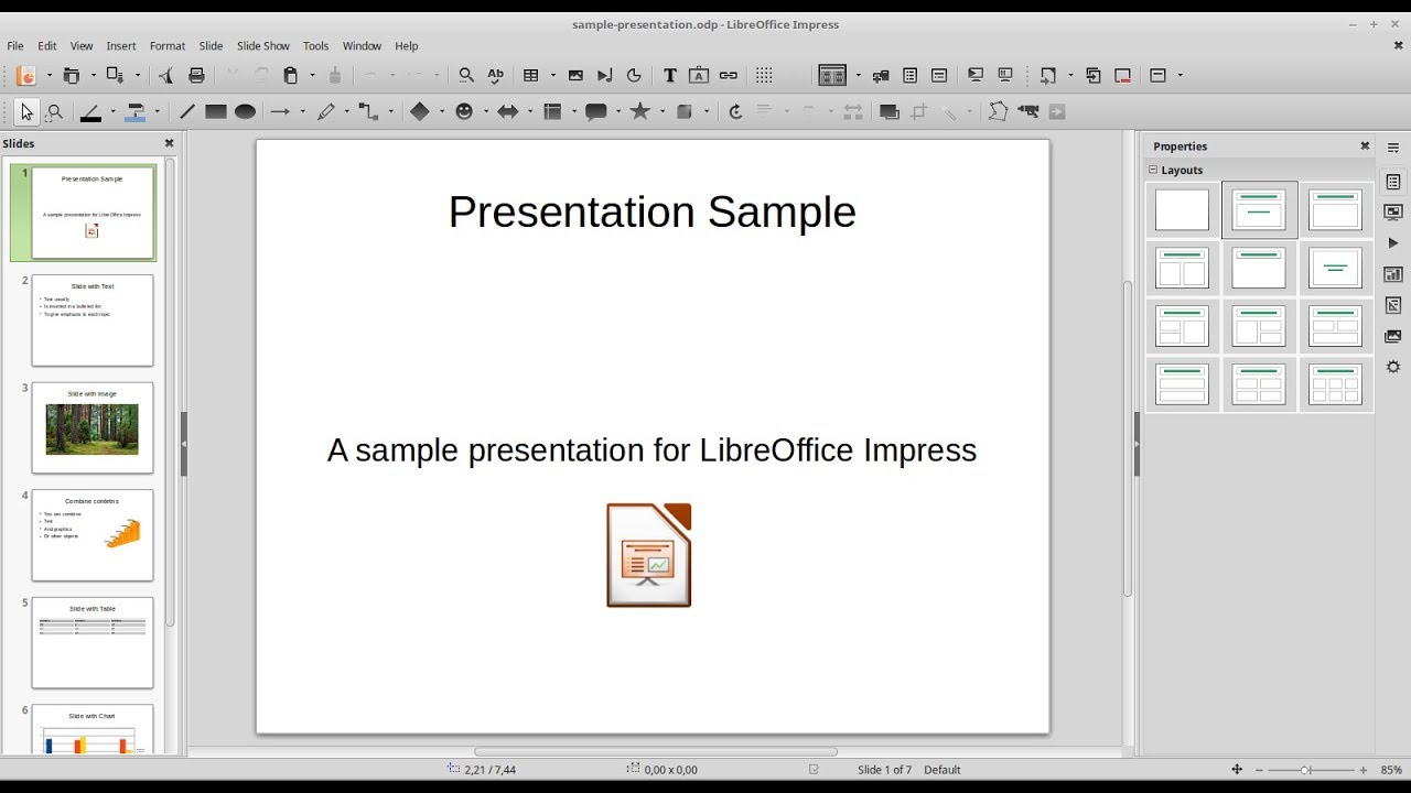 presentation in libreoffice