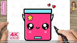 how draw cute dustbin easy kawaii trash can drawing kids