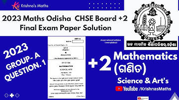 2023 CHSE Board | +2 2nd Year Maths Exam Questions Paper Discussion Odisha Board | Krishnas maths