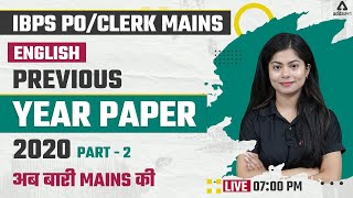Ibps Po U0026 Clerk Mains  English Previous Year Paper 2020  Part 2  Questions U0026 Answers