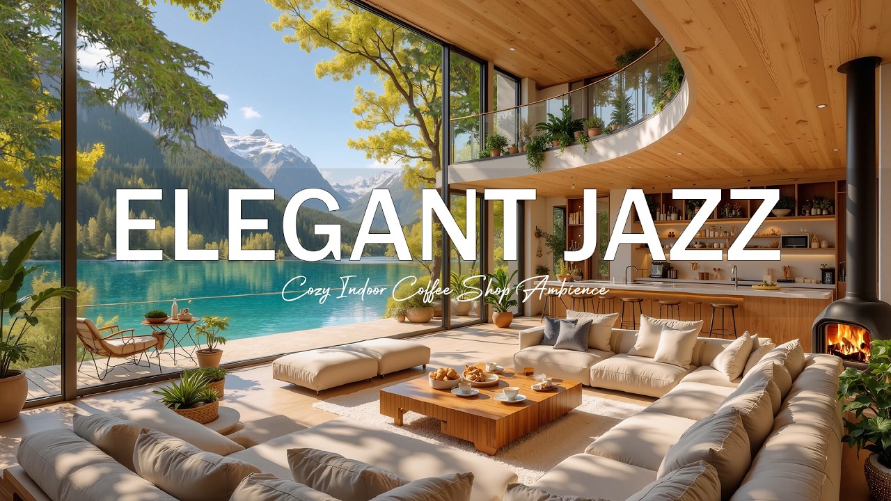 Elegant Jazz In Cozy Indoor Cafe Ambience | Soft Jazz Music In Quiet Forest Morning For Work & Relax