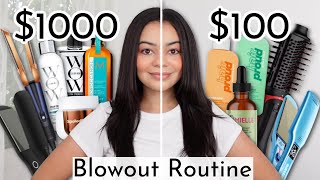 $1000 VS $100 Blowout Routine For Curly Hair 😱 All Day Wear Test!